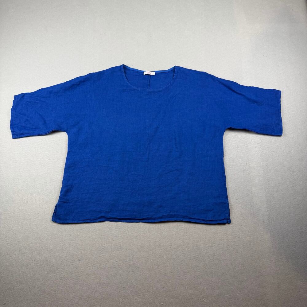 Yolly Italy 100% Linen Oversized Cobalt Blue Top - no sizetag